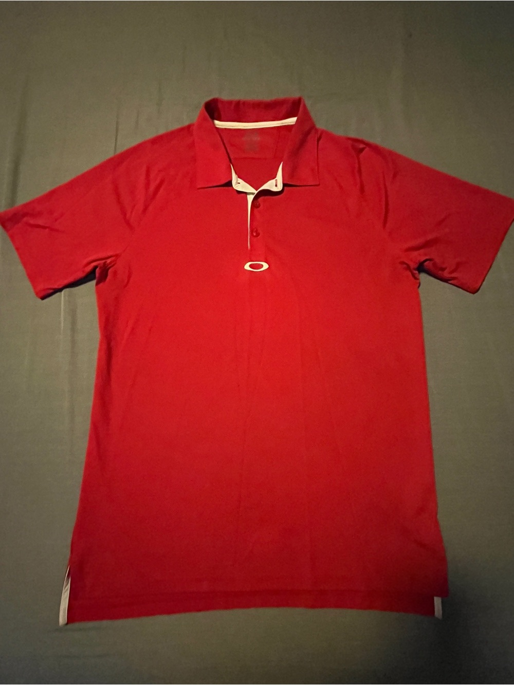 Oakley Men's Red Polo with White Contrast Trim